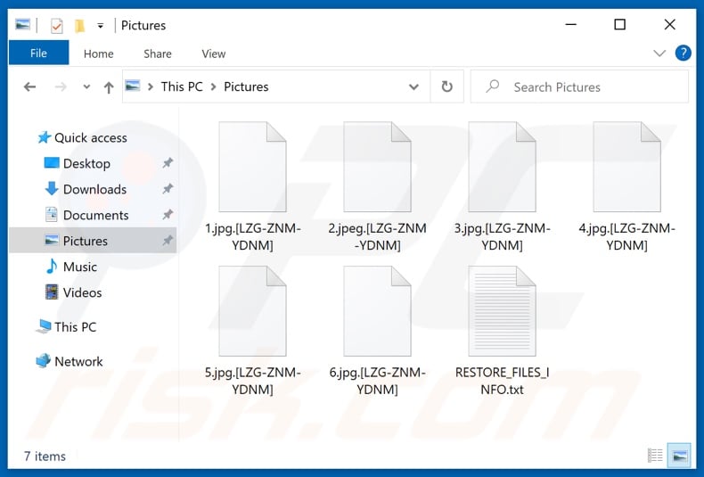 Files encrypted by Prometheus ransomware (victim ID extension)