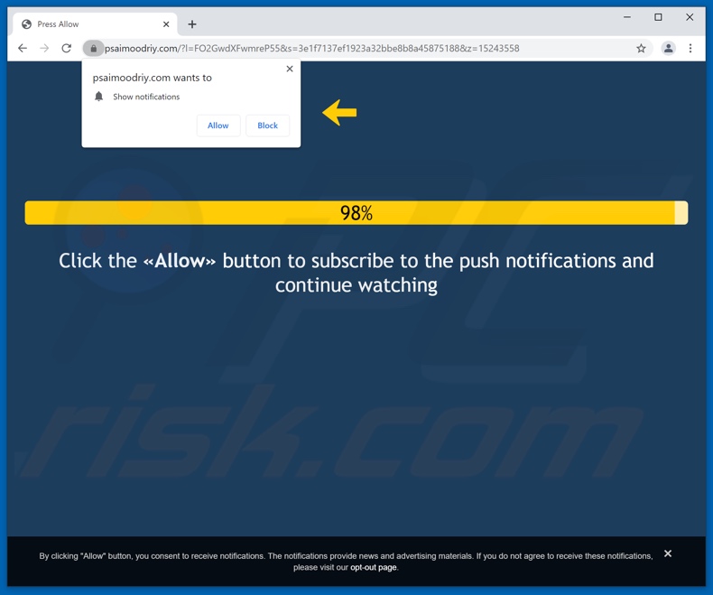 psaimoodriy[.]com pop-up redirects