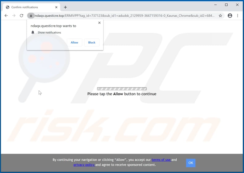 questicre[.]top pop-up redirects