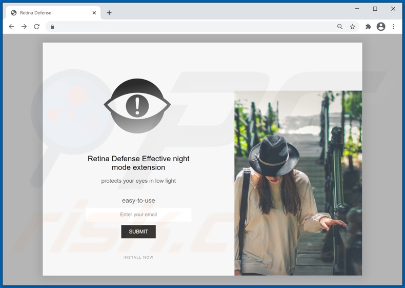 Website used to promote Retina Defense adware