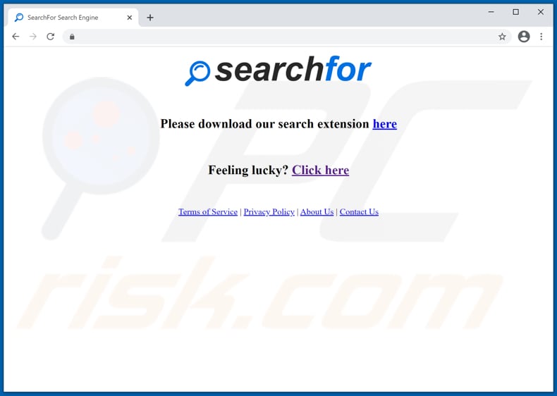 Website used to promote SearchFor browser hijacker
