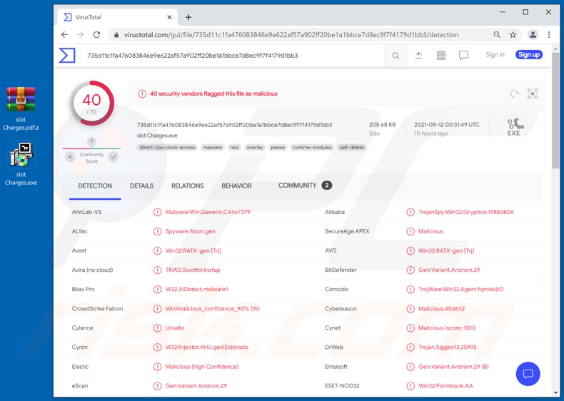 Seojoong Logistics DMCC email virus attachment detections (slot Charges.exe)