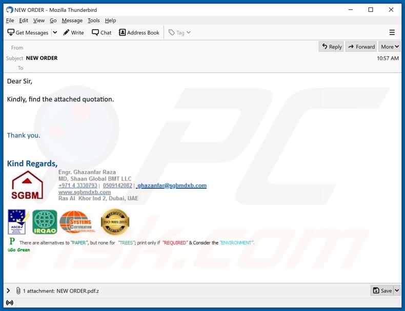 SGBM malware-spreading email spam campaign