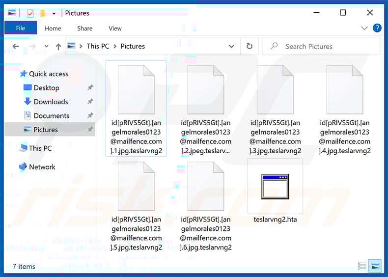 Files encrypted by TeslaRVNG2 ransomware