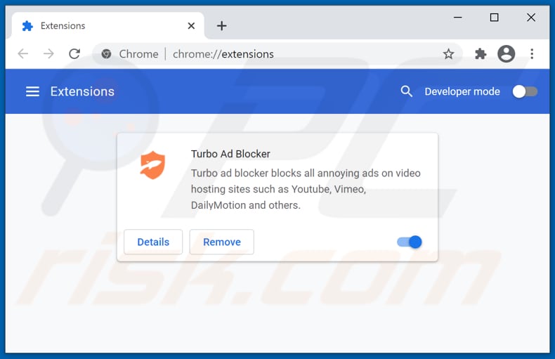 Removing Turbo Ad Blocker ads from Google Chrome step 2