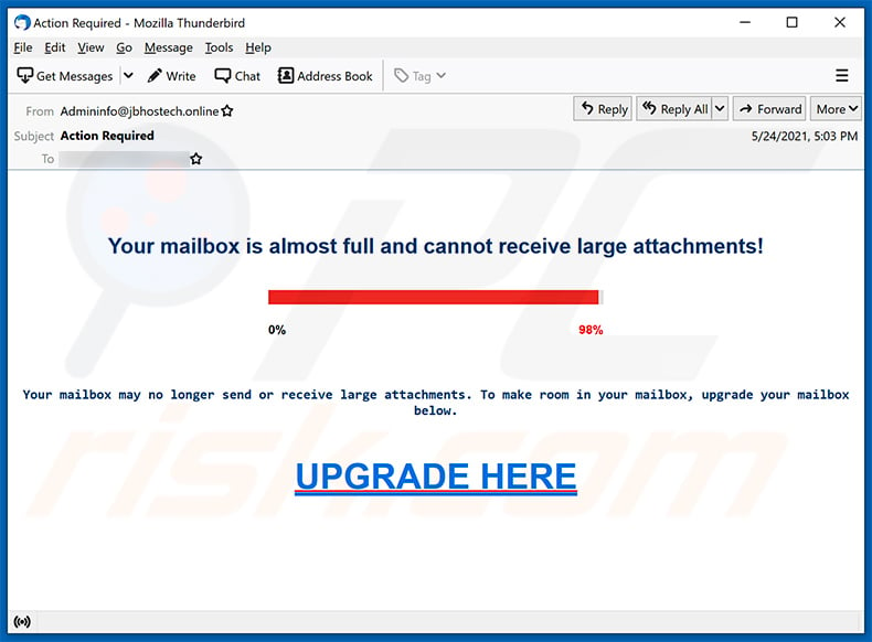 Your mailbox is almost full spam