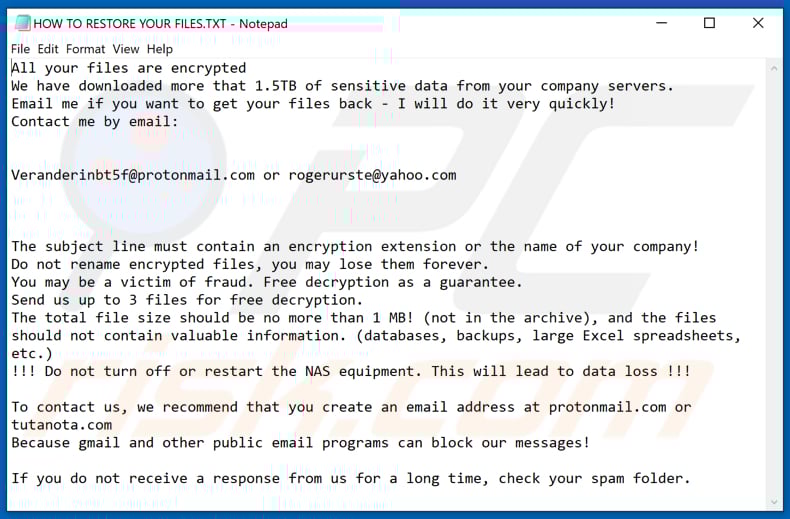 Yqbdpevbz decrypt instructions (HOW TO RESTORE YOUR FILES.TXT)