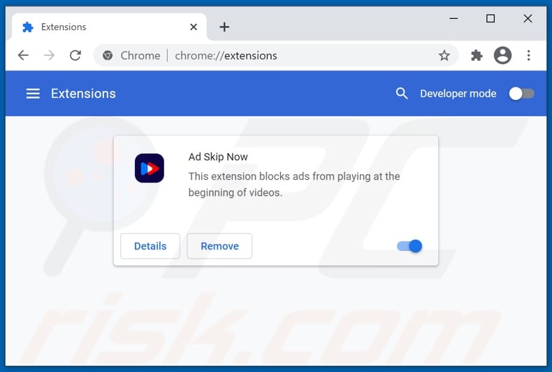 Removing Ad Skip Now ads from Google Chrome step 2