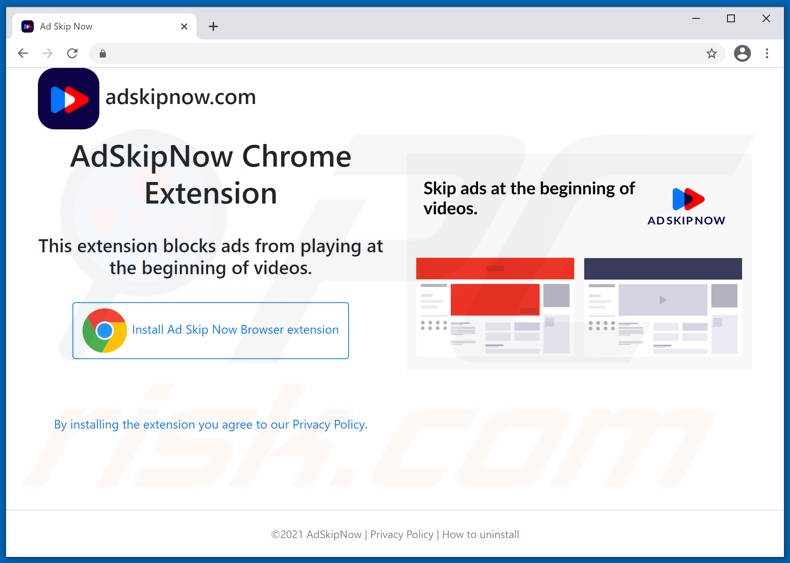 Website used to promote Ad Skip Now adware