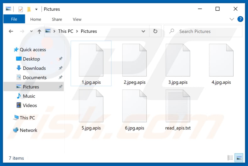 Files encrypted by Apis ransomware (.apis extension)
