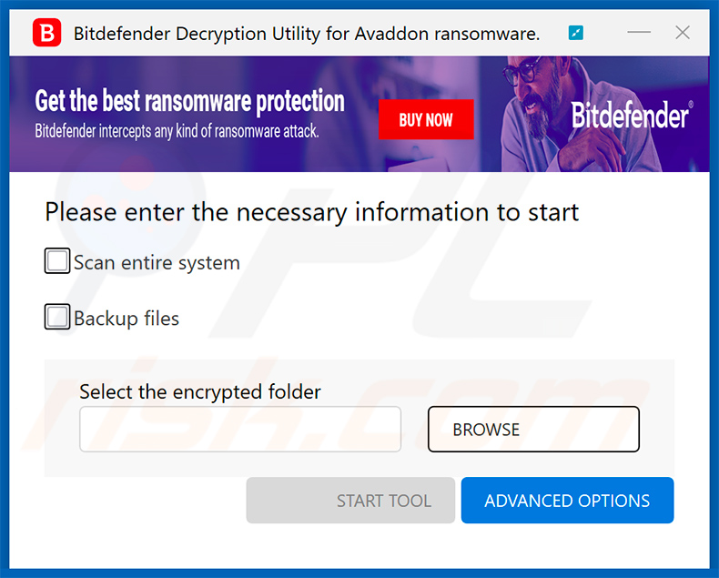 Avaddon ransomware decryptor by Bitdefender