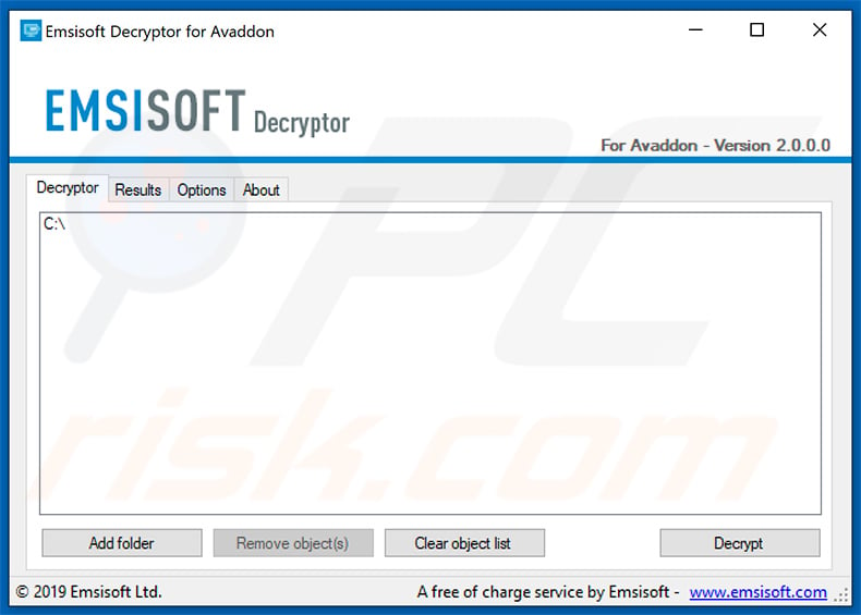 Avaddon decryptor by Emsisoft