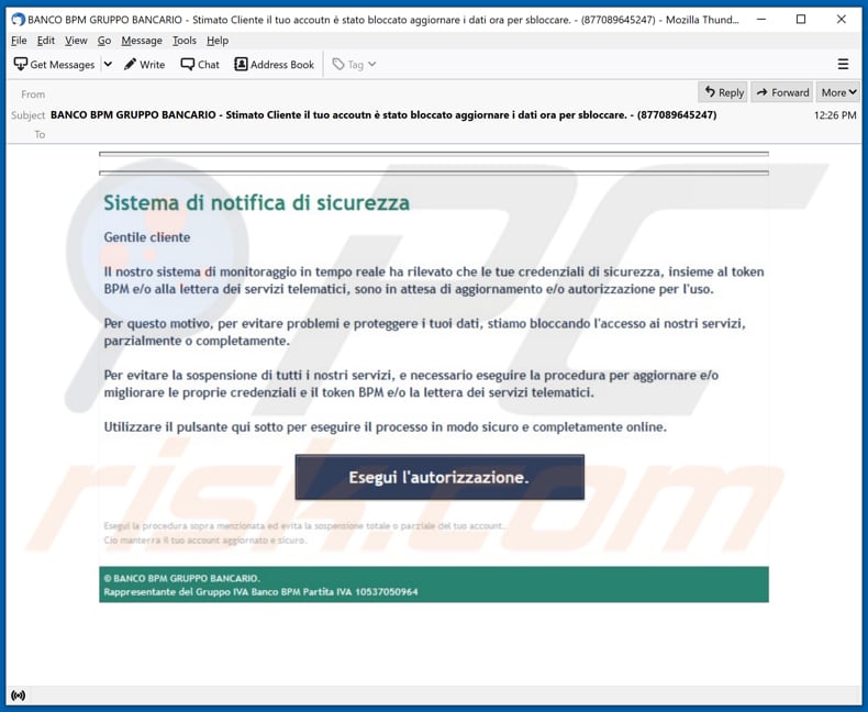 banco bpm email scam another variant
