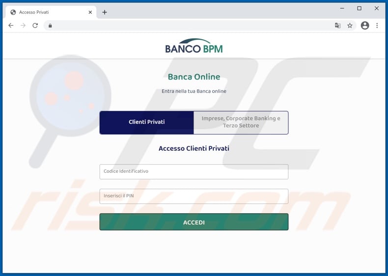 banco bpm email scam fake banco bpm login page