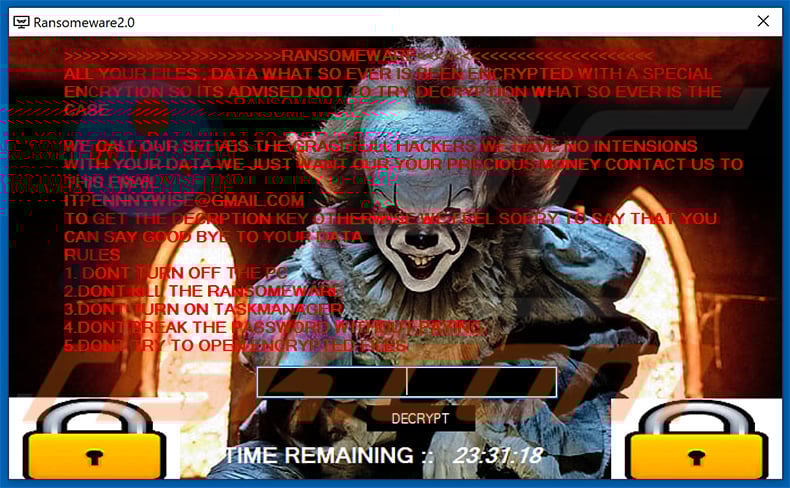 IT-themed Clay ransomware pop-up window