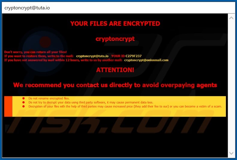 Cryptoncrypt decrypt instructions (pop-up window)