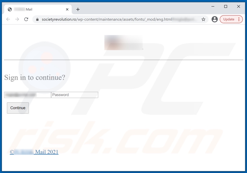 E-mail Blacklist spam campaign promoted phishing site