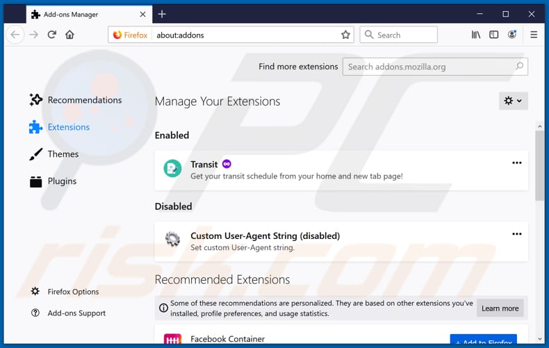 Removing freeincognitosearch.com related Mozilla Firefox extensions