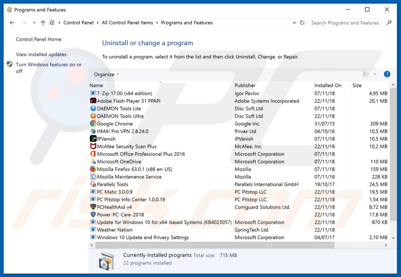 freeincognitosearch.com browser hijacker uninstall via Control Panel