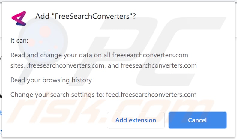 freesearchconverters browser hijacker notification