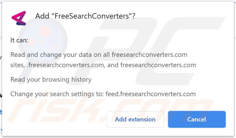 freesearchconverters browser hijacker notification