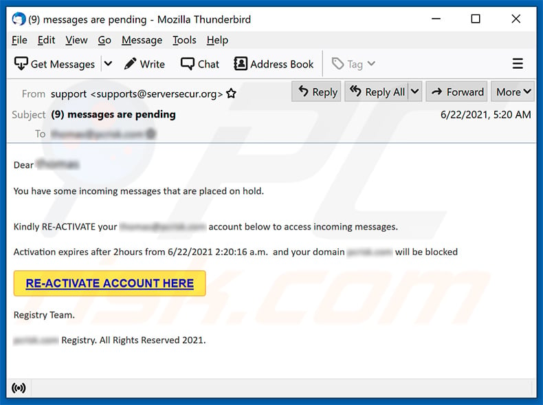 (9) messages are pending spam email