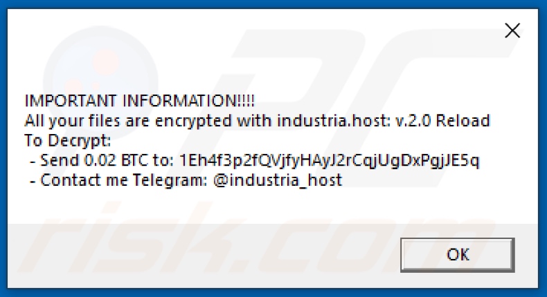 Industria_host decrypt instructions (pop-up)