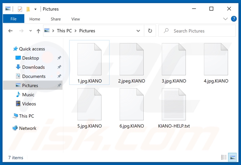 Files encrypted by KIANO ransomware (.KIANO extension)