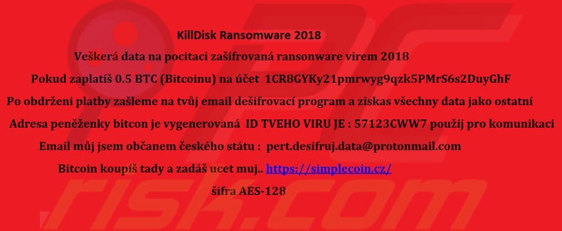KillDisk decrypt instructions (desktop wallpaper)
