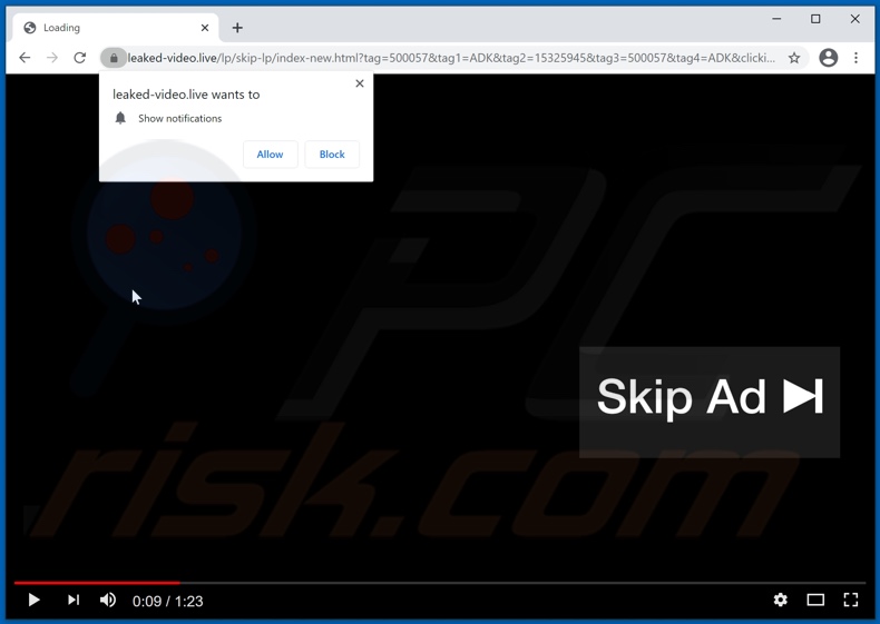 leaked-video[.]live pop-up redirects