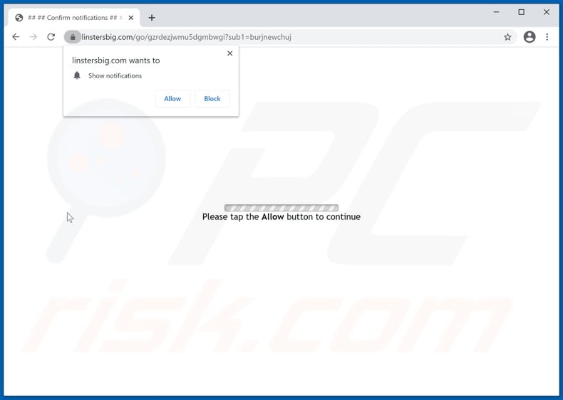 linstersbig[.]com pop-up redirects