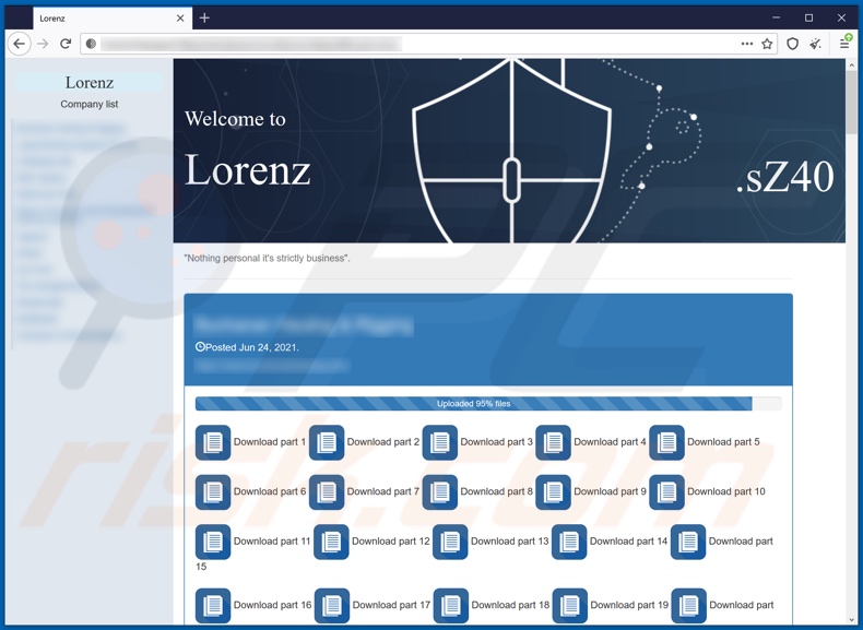 Lorenz ransomware data-leaking site