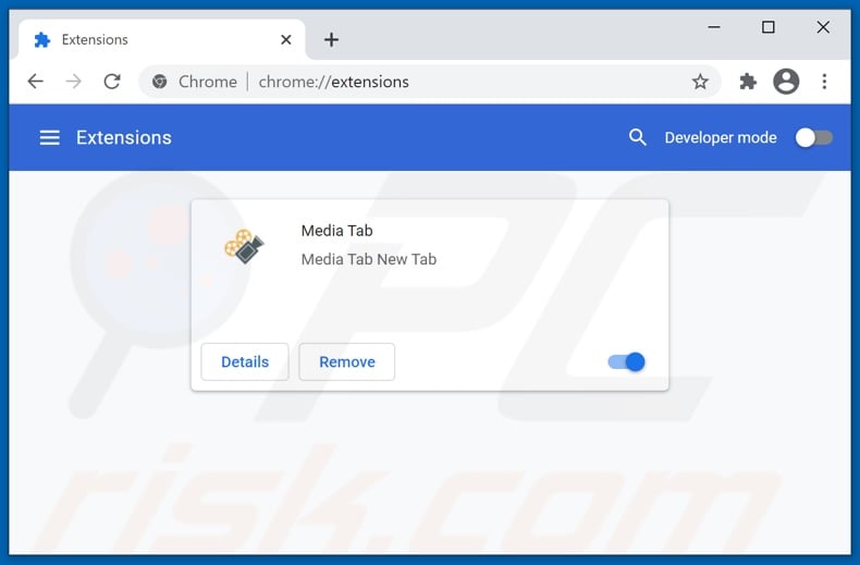 Removing mediatab.club related Google Chrome extensions