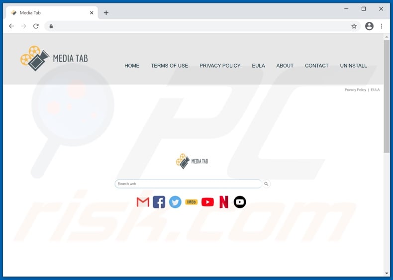 Website used to promote Media Tab browser hijacker