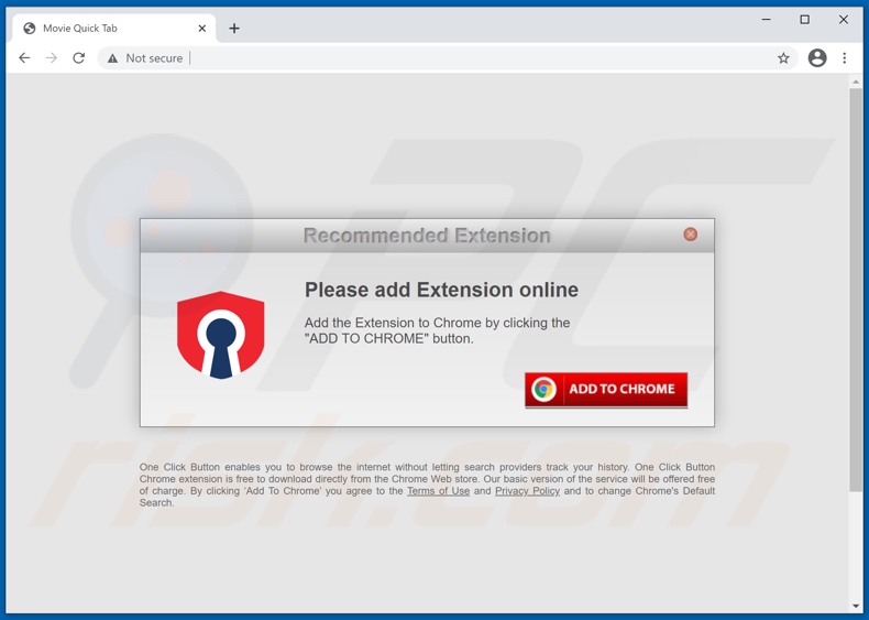 Website used to promote Movie Quick Tab browser hijacker