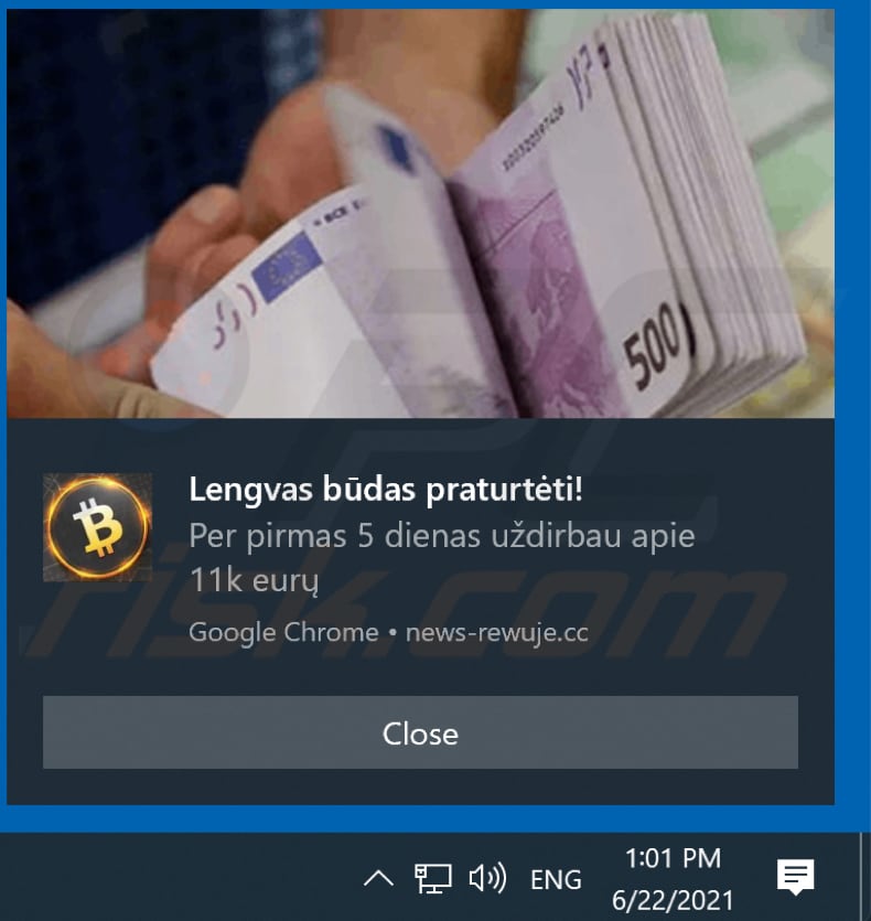 news-rewuje.cc displays notification