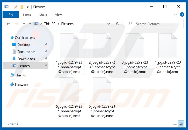 Files encrypted by Nmc ransomware (.nmc extension)