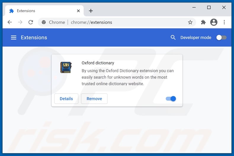 Removing Oxford Dictionary ads from Google Chrome step 2