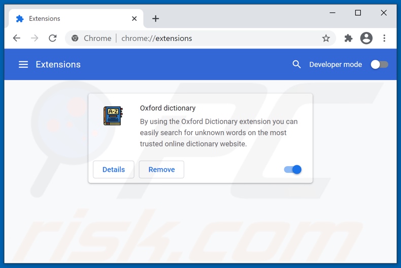 Removing Oxford Dictionary ads from Google Chrome step 2