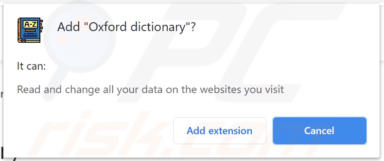 Oxford Dictionary adware asking permission to track data