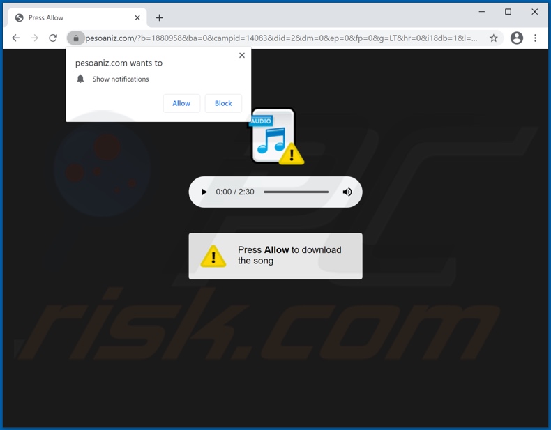 pesoaniz[.]com pop-up redirects