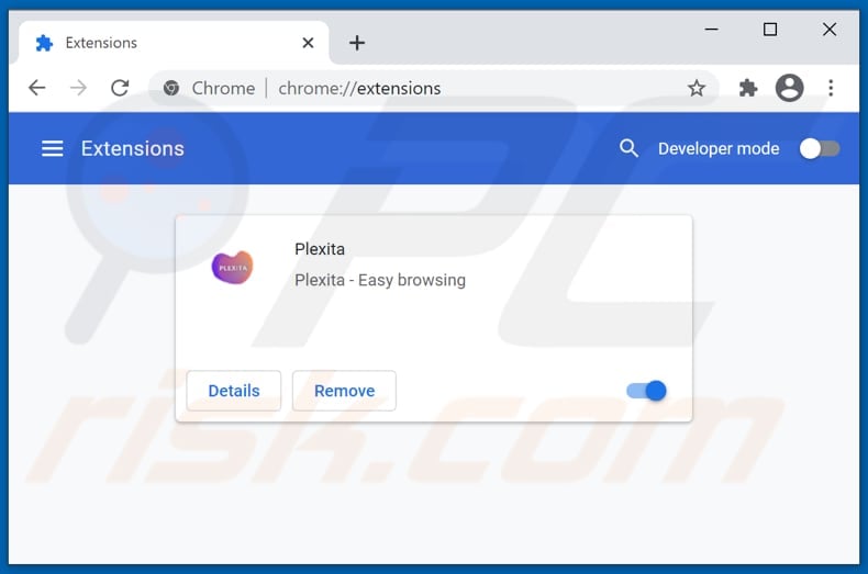 Removing plexita.com related Google Chrome extensions