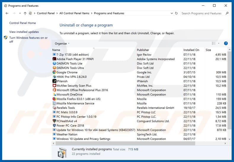 plexita.com browser hijacker uninstall via Control Panel