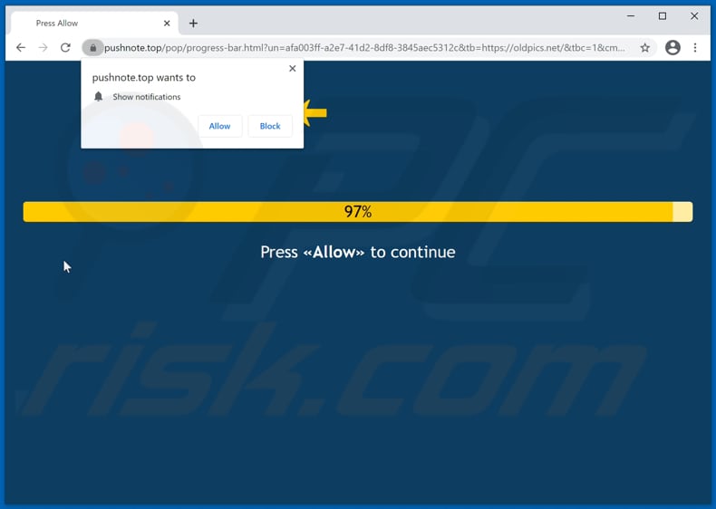 pushnote[.]top pop-up redirects