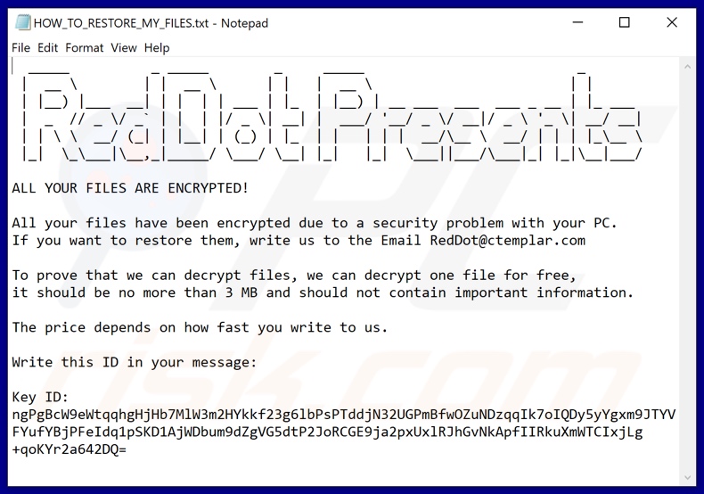 RedDot decrypt instructions (HOW_TO_RESTORE_MY_FILES.txt)
