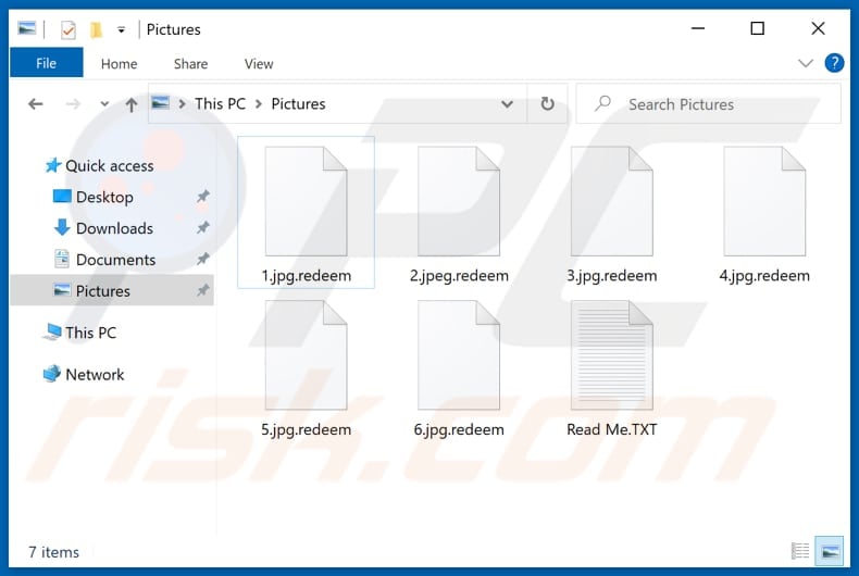 Files encrypted by Redeemer ransomware (.redeem extension)