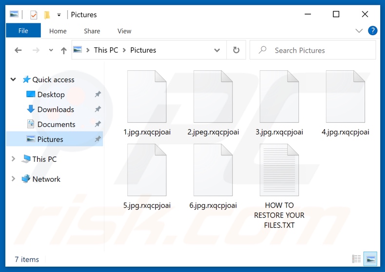 Files encrypted by Rxqcpjoai ransomware (.rxqcpjoai extension)