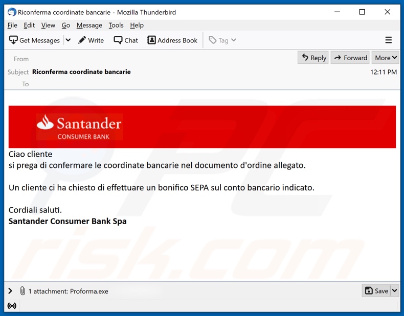 Santander malware-spreading email spam campaign