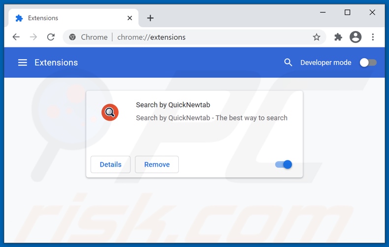 Removing quicknewtab.com related Google Chrome extensions