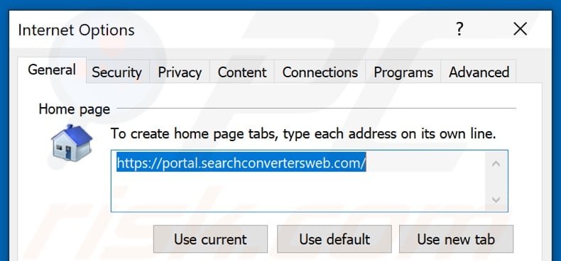 Removing searchconvertersweb.com from Internet Explorer homepage